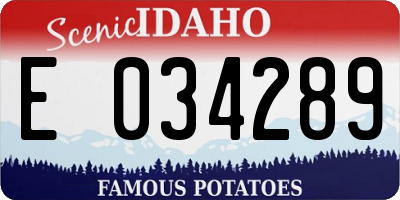 ID license plate E034289