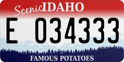 ID license plate E034333