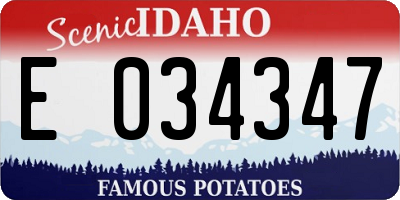 ID license plate E034347