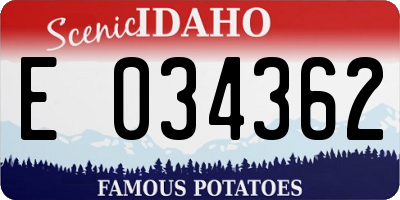 ID license plate E034362