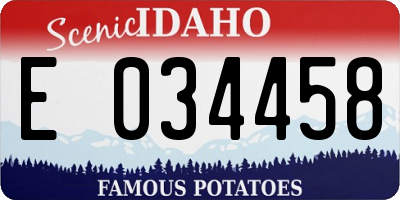 ID license plate E034458