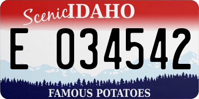 ID license plate E034542