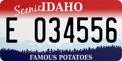 ID license plate E034556