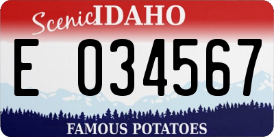 ID license plate E034567
