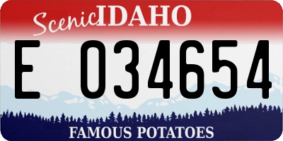 ID license plate E034654