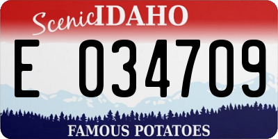 ID license plate E034709