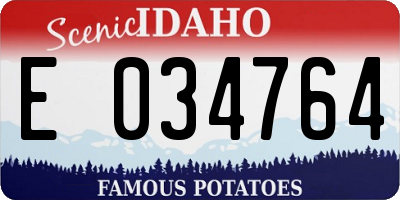 ID license plate E034764