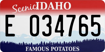 ID license plate E034765