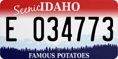 ID license plate E034773