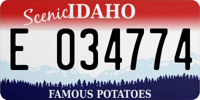 ID license plate E034774