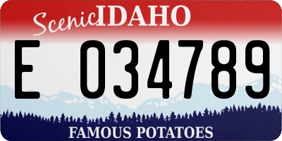ID license plate E034789