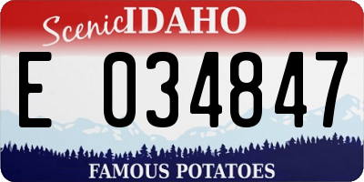 ID license plate E034847