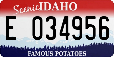 ID license plate E034956