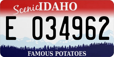 ID license plate E034962