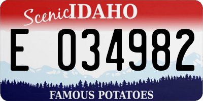 ID license plate E034982