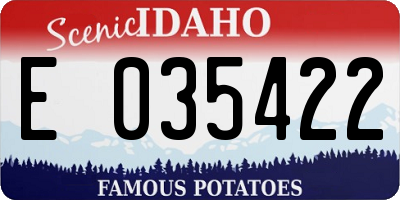 ID license plate E035422