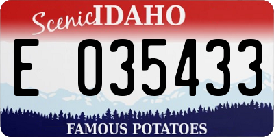 ID license plate E035433