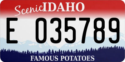 ID license plate E035789