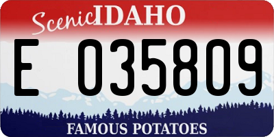 ID license plate E035809