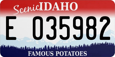 ID license plate E035982