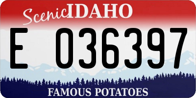 ID license plate E036397
