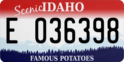 ID license plate E036398