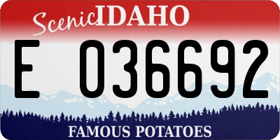 ID license plate E036692