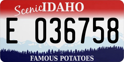 ID license plate E036758