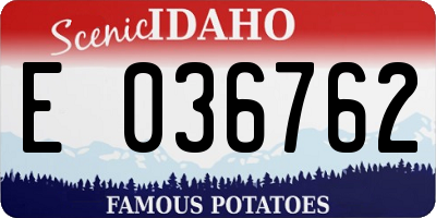 ID license plate E036762