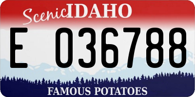 ID license plate E036788