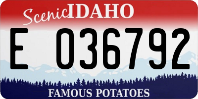 ID license plate E036792