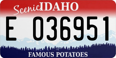 ID license plate E036951