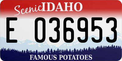 ID license plate E036953