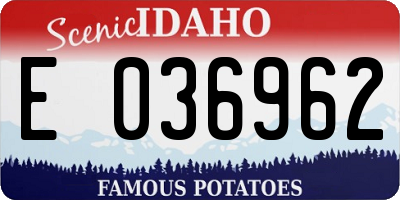 ID license plate E036962