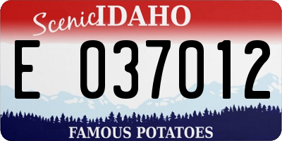 ID license plate E037012