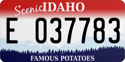 ID license plate E037783