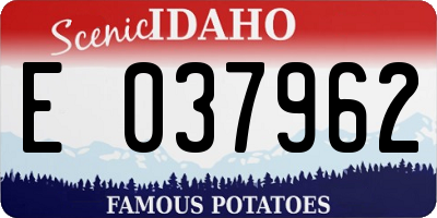 ID license plate E037962