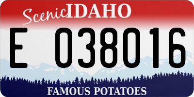 ID license plate E038016