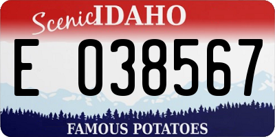 ID license plate E038567