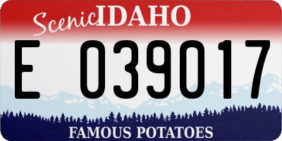 ID license plate E039017