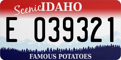 ID license plate E039321