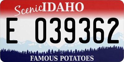 ID license plate E039362