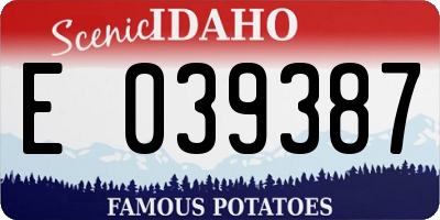 ID license plate E039387