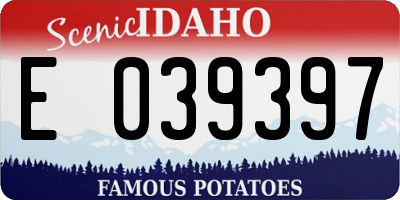 ID license plate E039397