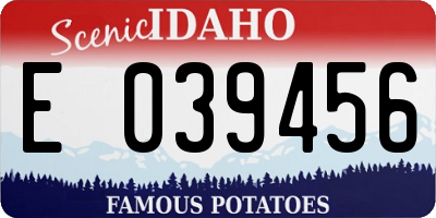 ID license plate E039456