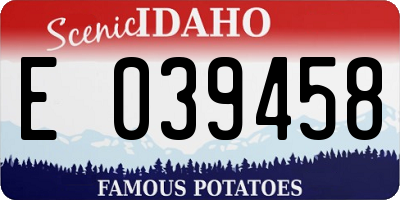 ID license plate E039458