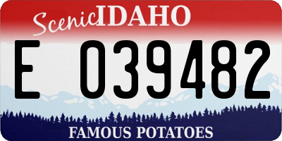 ID license plate E039482