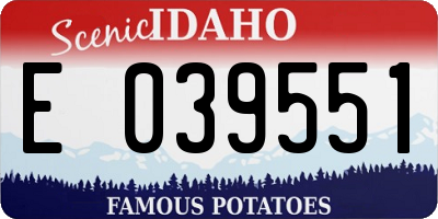 ID license plate E039551