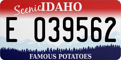 ID license plate E039562