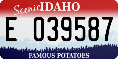 ID license plate E039587